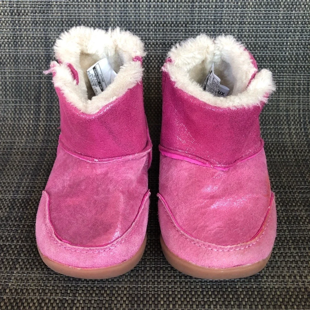 Carter's Every Step Stage 3 Girl's Sparkly Pink Leather Boots Shoes Size:4